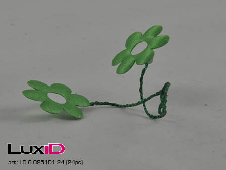 Satin flower on wire 24 groen 3cm (24pc)